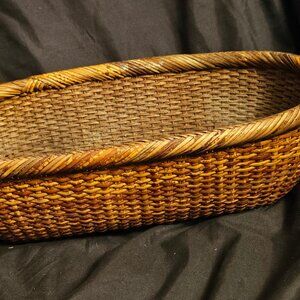 Oblong Wicker Basket Wood Bottom (item #2785)
